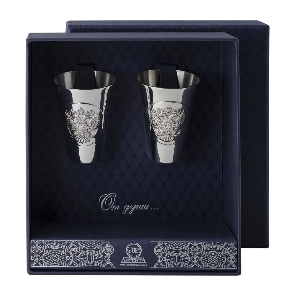 294НБ00801(Стопка Герб) 2 пр. Набор стопок Ag 925